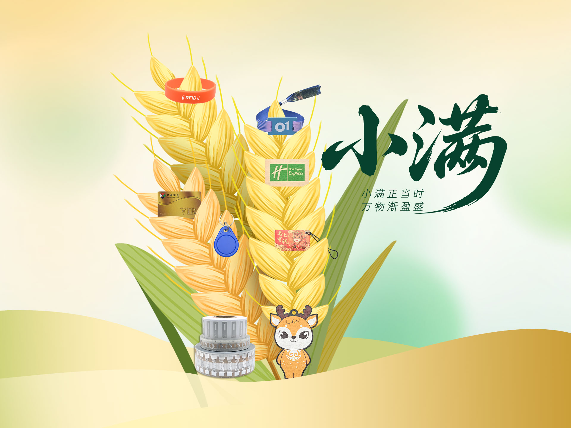 卡立方集團(tuán)RFID標(biāo)簽智能卡中料硅膠腕帶，小滿時(shí)節(jié)伴萬物向豐而行